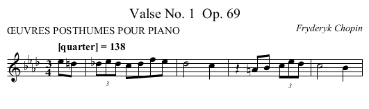 Valse No. 1	 Op. 69 - staff notation