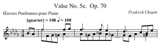Valse No. 5e.	 Op. 70 - staff notation