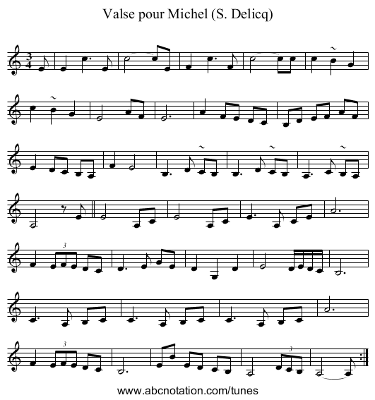 Valse pour Michel (S. Delicq) - staff notation
