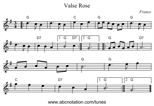 Valse Rose - staff notation