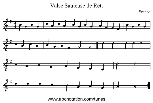 Valse Sauteuse de Rett - staff notation