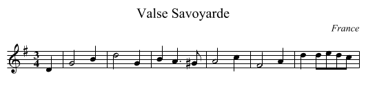 Valse Savoyarde - staff notation