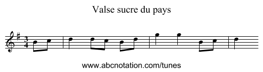 Valse sucre du pays - staff notation