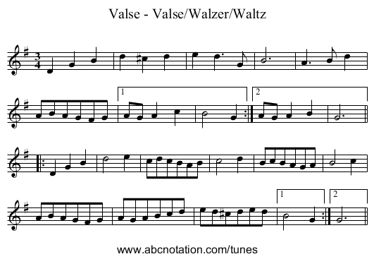Valse - Valse/Walzer/Waltz - staff notation