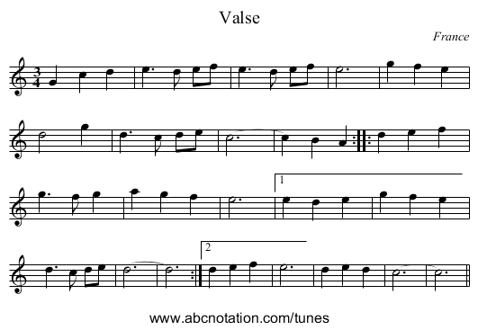 Valse - staff notation