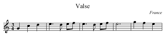 Valse - staff notation