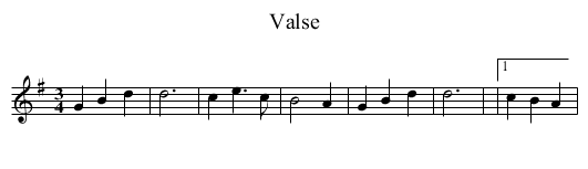 Valse - staff notation
