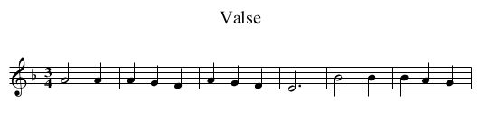 Valse - staff notation