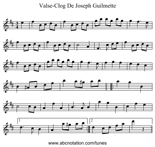 Valse-Clog De Joseph Guilmette - staff notation