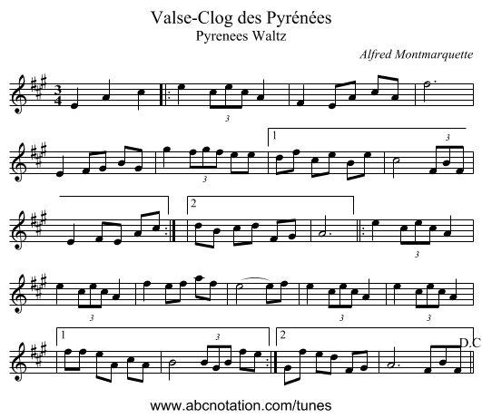 Valse-Clog des Pyrénées - staff notation