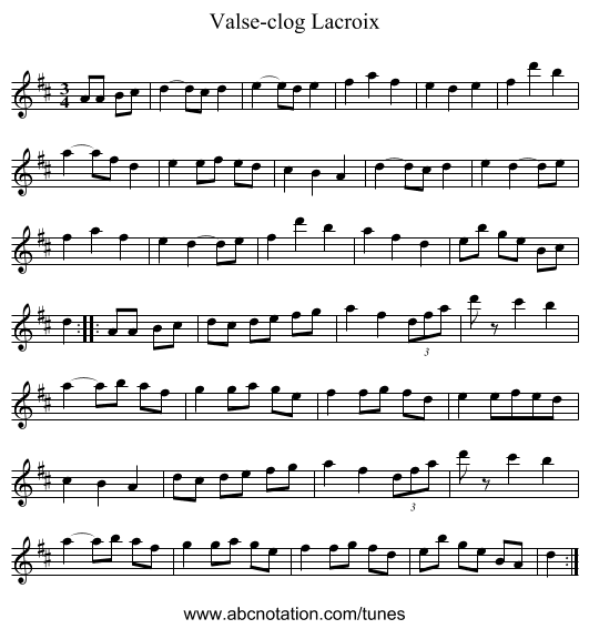 Valse-clog Lacroix - staff notation