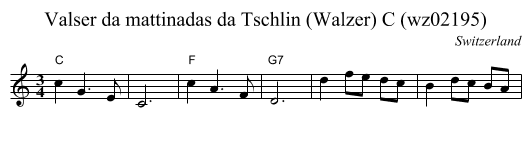 Valser da mattinadas da Tschlin (Walzer) C (wz02195) - staff notation