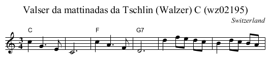 Valser da mattinadas da Tschlin (Walzer) C (wz02195) - staff notation