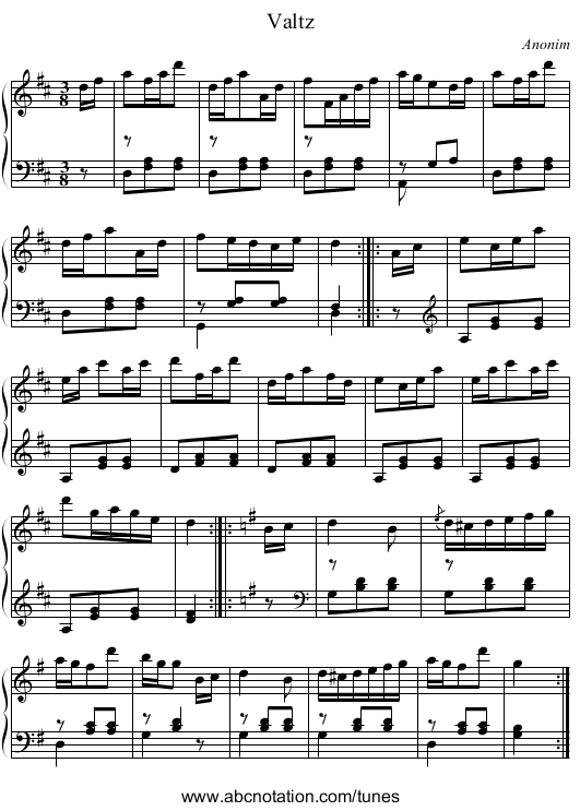 Valtz - staff notation