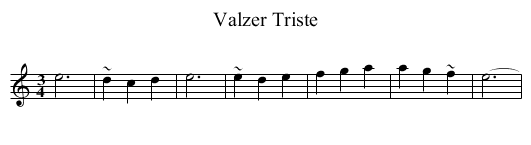 Valzer Triste - staff notation