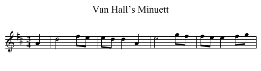 Van Hall’s Minuett - staff notation