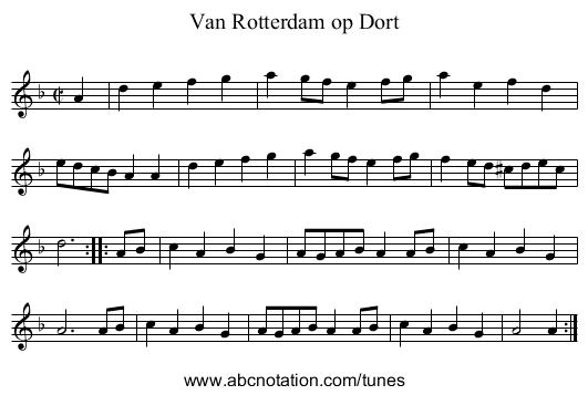 Van Rotterdam op Dort - staff notation