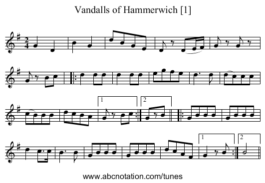 Vandalls of Hammerwich [1] - staff notation