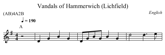 Vandals of Hammerwich (Lichfield) - staff notation