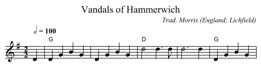 Vandals of Hammerwich - staff notation