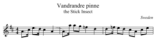 Vandrandre pinne - staff notation