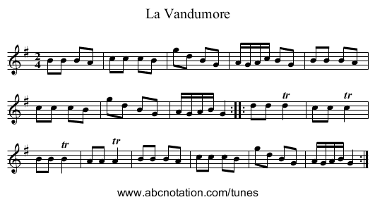 Vandumore, La - staff notation