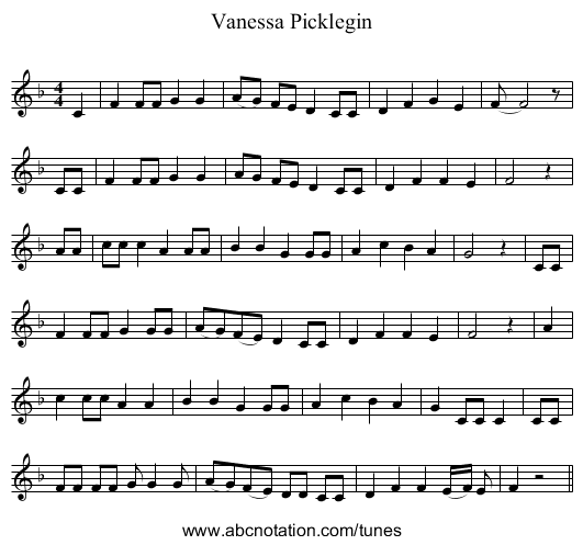 Vanessa Picklegin - staff notation