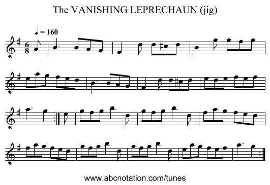 VANISHING LEPRECHAUN (jig), The - staff notation