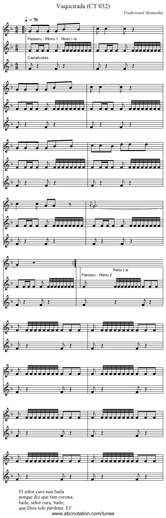 Vaqueirada (CT 032) - staff notation