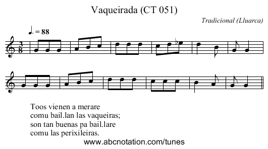 Vaqueirada (CT 051) - staff notation