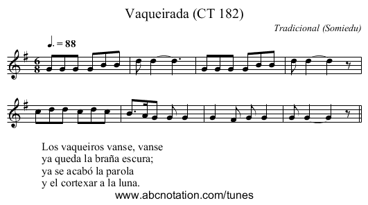 Vaqueirada (CT 182) - staff notation