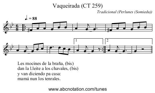 Vaqueirada (CT 259) - staff notation