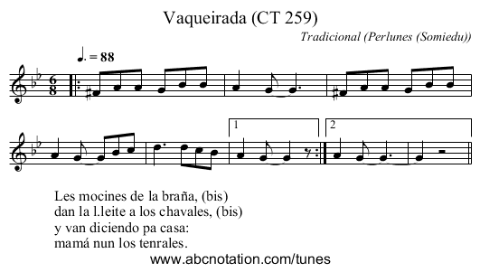Vaqueirada (CT 259) - staff notation