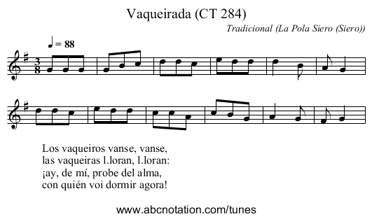 Vaqueirada (CT 284) - staff notation