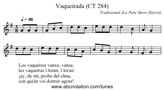 Vaqueirada (CT 284) - staff notation