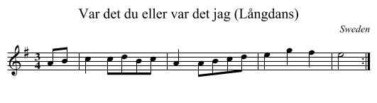 Var det du eller var det jag (Långdans) - staff notation
