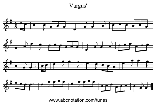Vargus' - staff notation