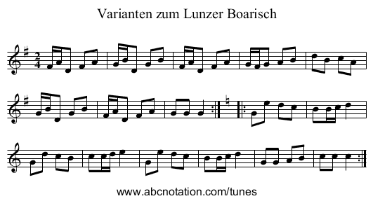 Varianten zum Lunzer Boarisch - staff notation