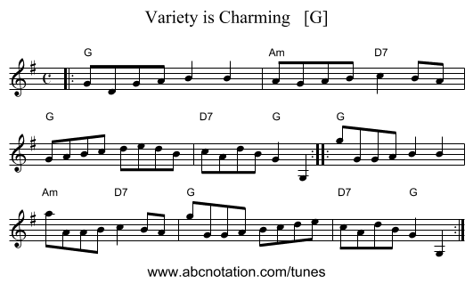 Variety is Charming   [G] - staff notation