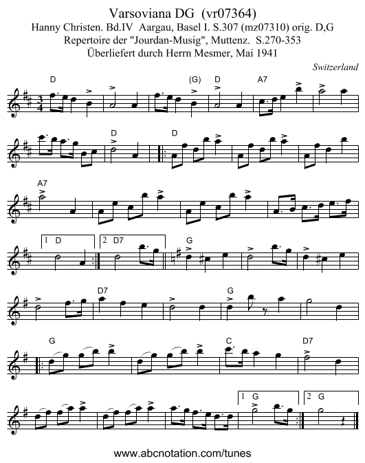 Varsoviana DG  (vr07364) - staff notation