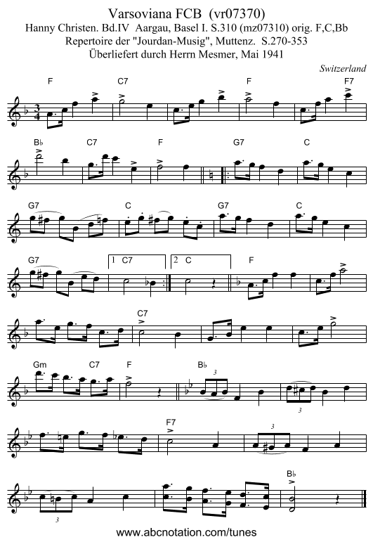 Varsoviana FCB (vr07370) - staff notation