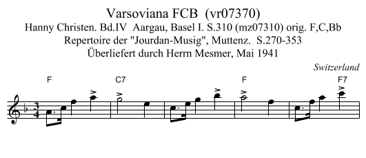 Varsoviana FCB  (vr07370) - staff notation