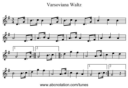 Varsoviana Waltz - staff notation
