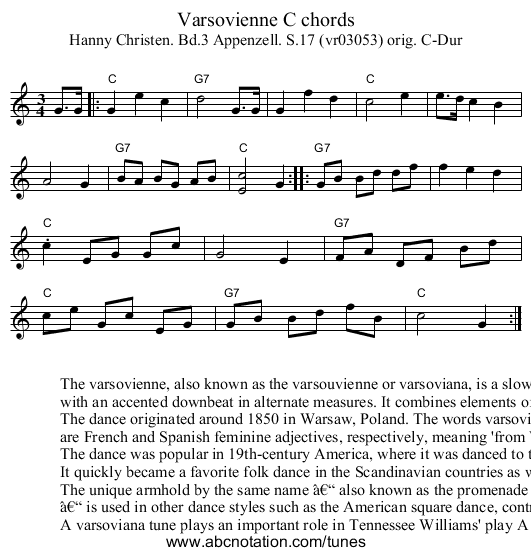 Varsovienne C chords - staff notation