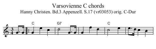 Varsovienne C chords - staff notation