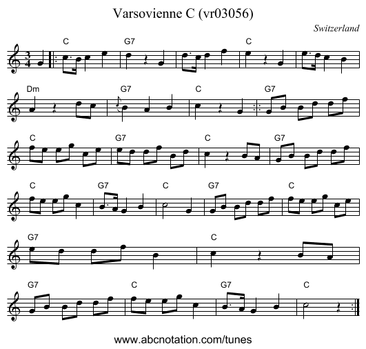 Varsovienne C (vr03056) - staff notation