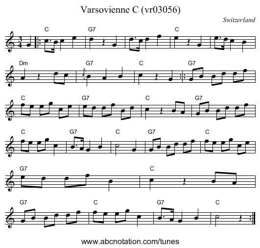 Varsovienne C (vr03056) - staff notation