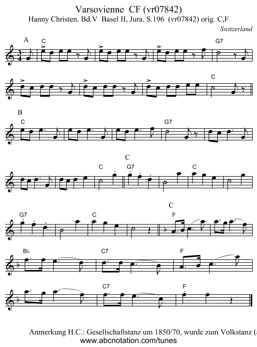 Varsovienne CF (vr07842) - staff notation