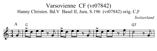 Varsovienne  CF (vr07842) - staff notation