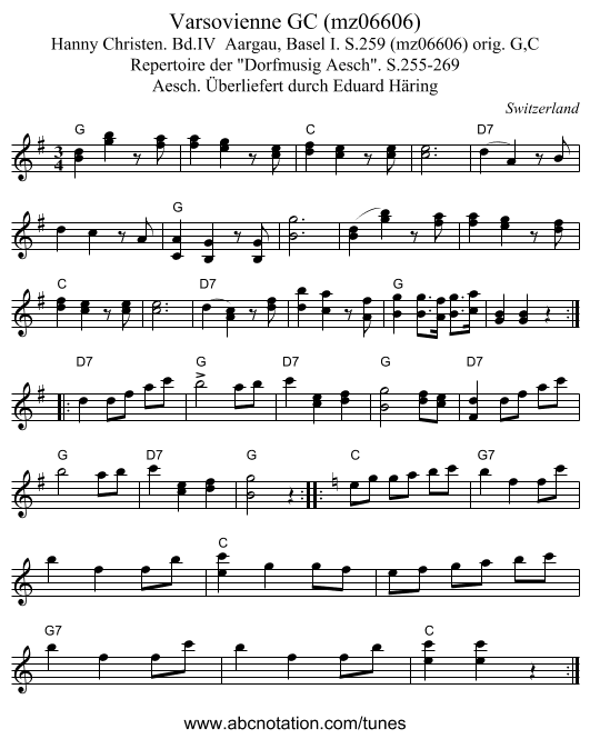 Varsovienne GC (mz06606) - staff notation